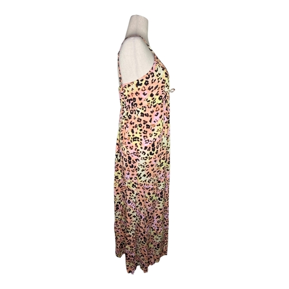 Bar III XL Pastel Leopard Print Maxi Dress Spaghetti Strap Boho Resort Wear - Picture 5 of 6
